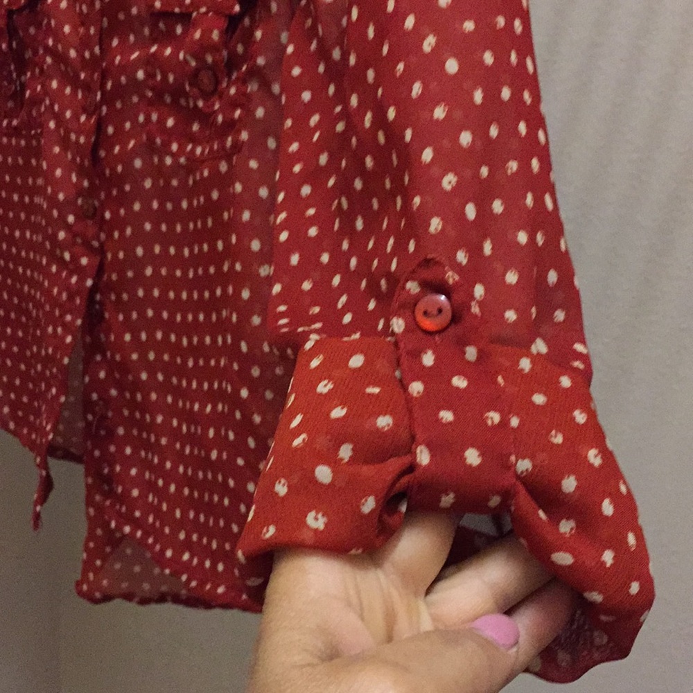 Sheer collared button down blouse - Picture 6 of 6